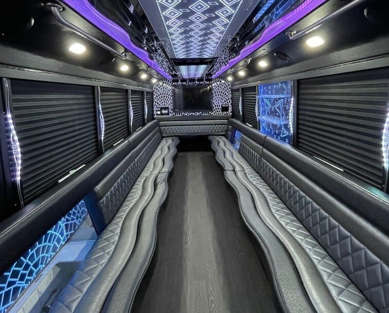 Castle Rock 30 Passenger Party Bus White Interior